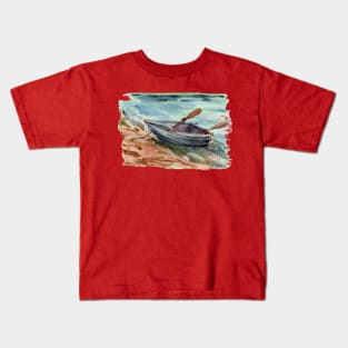 the lonely bark on shore Kids T-Shirt